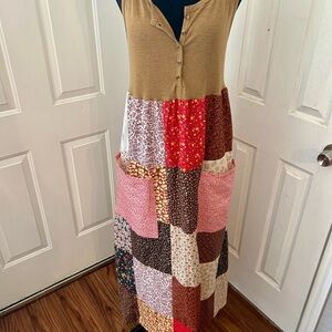 Boho Patchwork Quilt Top Maxi Dress